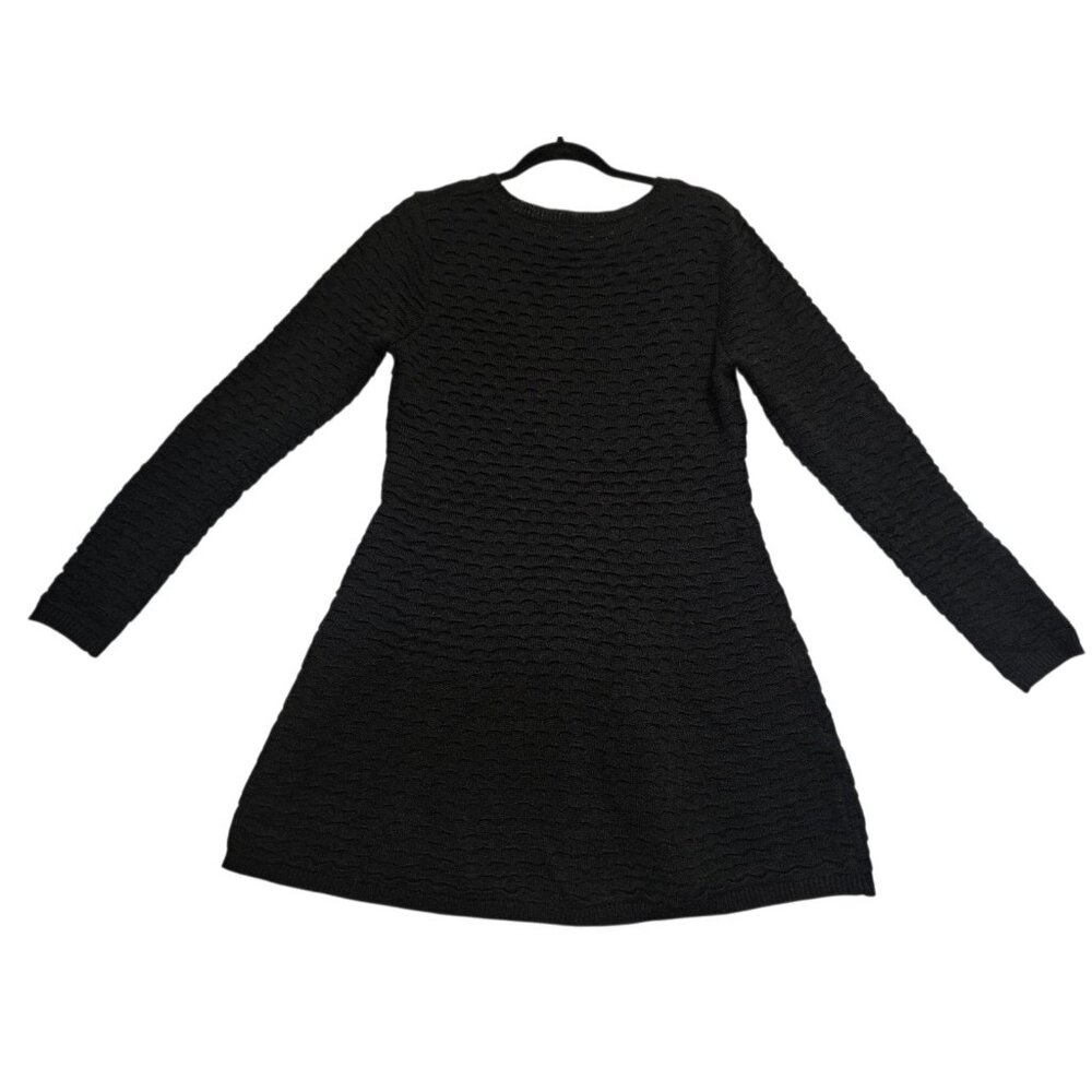 Celsius Premium Black Sweater Dress XL Long Sleeve Textured Knit Cotton Blend